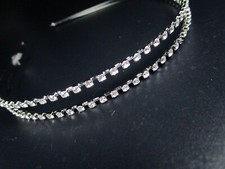 Haarreifen 2-reihig Haarschmuck Tiara Kopfschmuck Strass Kristall schmal silber
