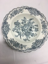 CROWN DUCAL SUPPENTELLER +BRISTOL+ VINTAGE ENGLAND BLAU KERAMIK + HANDARBEIT