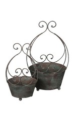 2er Set Übertopf Zink Metall