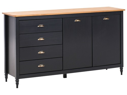 Sideboard kiefernholz schwarz - kiefernholz,