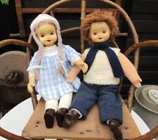 2 Puppen, Vintage, mit Porzellanköpfen, 40 cm hoch, aus Sammlung
