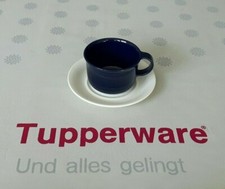 Tupperware * Exclusiv Picknick-Tasse 150 ml + Untertasse * indigo-blau + weiß