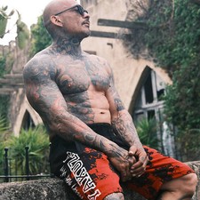 Neue Yakuza Herren Creepy Sweat Shorts - Schwarz