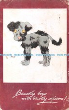 R420617 Bestialische Jungen mit bestialischer Schere etwas Hund stecken Oilette Postkarte Nr 886