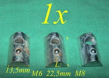 1x Nutenstein mit Kugel verchromt  M8/M6 Gewinde f. ALU-Profile Nut Halteklammer