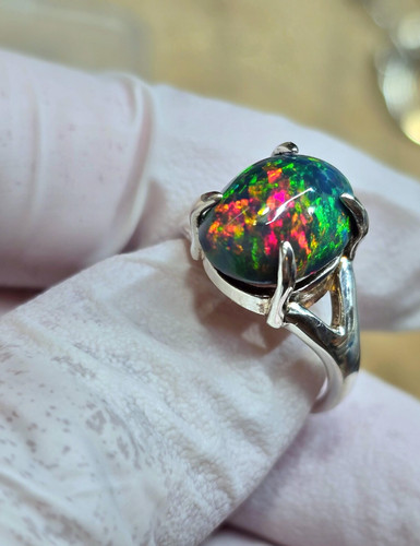 Natürlicher schwarz opal - schwarz, ring