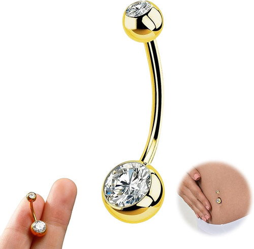 Bauchnabelpiercing gold mit - bauchnabelpiercing,