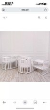 Comfort Baby 7 In 1 Owal Aus Holz Kinderbett mit Matratze + Kissen Weiss +Himmel