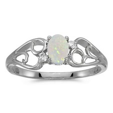 Ring 10 Karat Weißgold ovaler