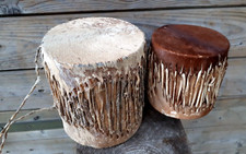 sehr alte 18/12cm 2er Bongo DRUM trommel Mini Djembe - Afrika