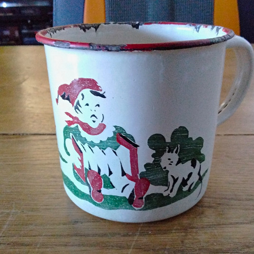 Emaille tasse weiß - weiß, mit