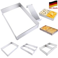 Edelstahl - Verstellbar Backrahmen eckig Torten Kuchen Ring stufenlos Backform