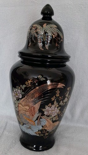 Porzellan deckelvase schwarz - porzellan,