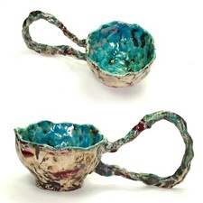 Tasse Keramik Steinzeug Gourmet 23cm Unikat sig. Prof.em A. Loeschner-Gornau f09