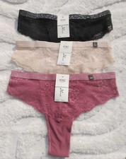 Damen  Spitzen Slip G String Tanga sexy Unterhose mit Spitze 3er Set Unterwäsche