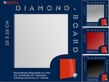 glas magnettafel glas infotafel, glas memoboard ca. 35 x 35cm