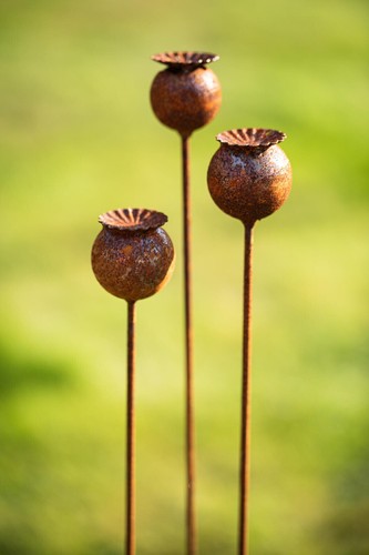 3er set gartenstecker - gartenstecker, mohn