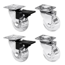 Möbelrollen Set 4 Rollen Lenkrolle Bremse Transportrolle Kastenrolle Transparent