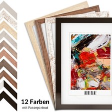 Bilderrahmen mit Passepartout Weiß Modern Set MDF Holz 40x60 50x70 A1 A2 A3