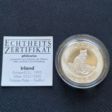Silber ECU Irland 1995 Katze 41,9gr. 925/1000 (S) sehr selten !!