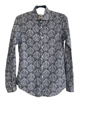 Ganesh S Langarm Hemd Liberty Fabric Abstrakes Muster Slim Made In Italy Dünn 35