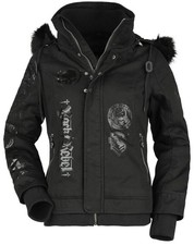 Rock Rebel by EMP Damen schwarze Winterjacke mit Rückenprint