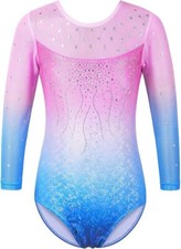 ZNYUNE Kinder Gymnastik Trikot Mit Pailletten Mädchen Turnanzug Gymnastik 10A
