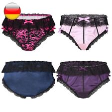 DE Herren sexy Bikini Dessous Herren Satin Slip Panty Spitze Sissy String Tanga