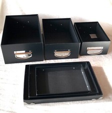 3er Set Boxen Aufbewahrungsboxen Allzweckboxen Karton Metall Stapelboxen