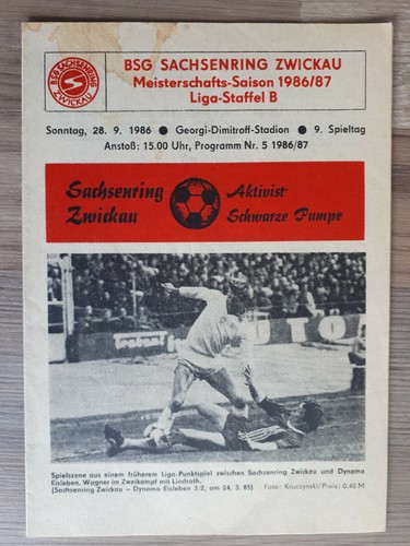 Programm ddr liga - programm, 1986/87