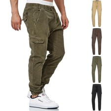 Indicode Herren Cargohose Walker-Cordhose Stretch Kordelzug Cargo Freizeithose