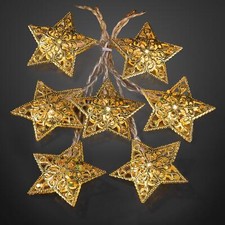 Lichterkette LED Sterne gold