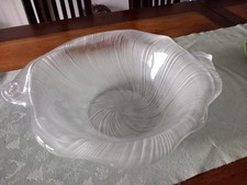 Wunderschöne große Glas Schale/Schüssel/Obstschale, geschwungener Rand m. Griff