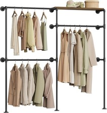 Kleiderständer Wandmontage, Offener Kleiderschrank mit 1 Ablage 3 Stangen 79shei