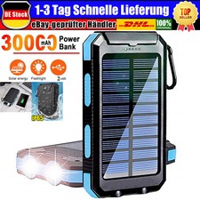 30000mAh Solar Power Bank Charger Ladegerät Externer Batterie LED 2USB Akku DE