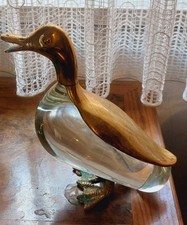 Murano Ente mit Messingmontur Deko Briefbeschwerer Gross