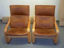 POÄNG Sessel Braun Leder