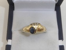 585 Gelbgold 14K Gold Ring Saphir Diamant Verlobungsring RG 56 - 17,8 mm 8078