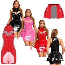 Frauen Satz Leder Kleid