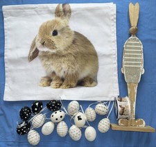 Ostern Deko Set Depot Tischläufer Hase Knickohr Band Eier Holzhase