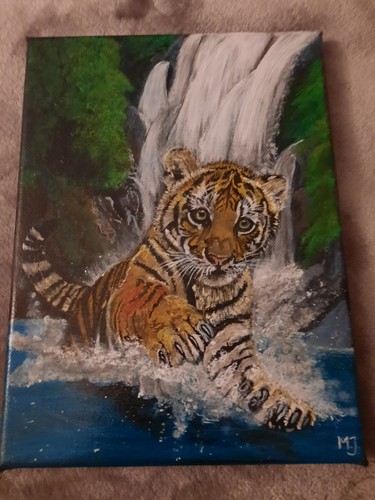 Bemalte leinwand tiger im - bemalte,
