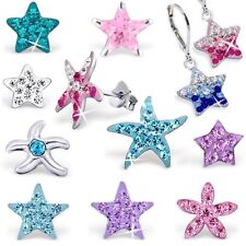 Kristall Stern Seestern 925 Sterling Silber Ohrringe Ohrstecker Kinder Mädchen