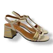 Sandale Chie Mihara aus Leder Creme und Gold, Absatz Groß 6 CM Art. Laluce