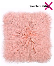 Tibet Lammfell Kissen Rosa