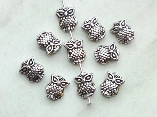 10x metall perlen - perlen, eule