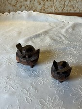 Eulen Figuren aus Holz schwarz