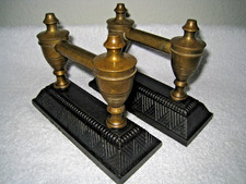 2 antike Kaminhunde-/ Böcke, Gusseisen und Messing, 20x8x15cm(lxbxh) top!