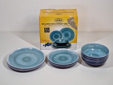 Camp4 Deep Water Geschirrset 12tlg. Camping Melamin Geschirr Outdoor Teller Blau