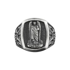 Heiliger Michael Silber Herren Ring Erzengel Christlicher Glaube Schmuck Neuj...