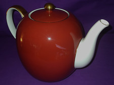 Arzberg Form 1495 Gretsch ** KAFFEEKANNE dunkel-bordeaux mit Goldverzierungen **